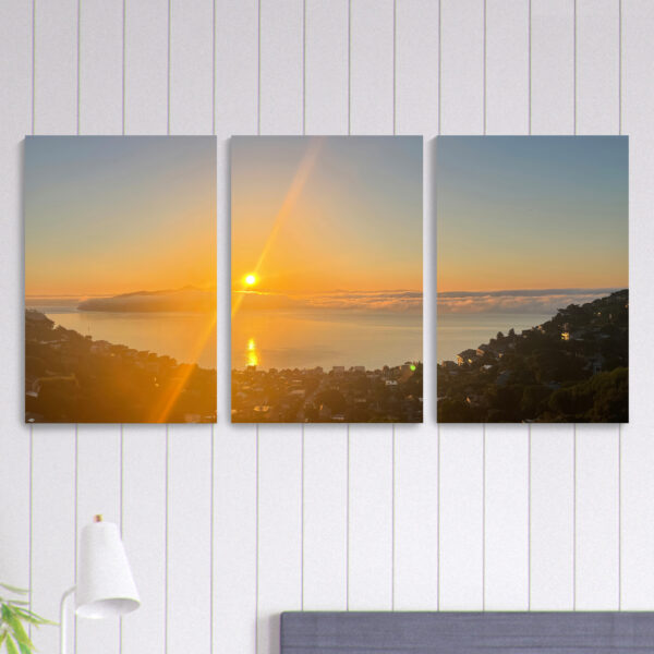 Sunrise Over Angel Island - Original Photographic Print On Three Canvases - Image 3